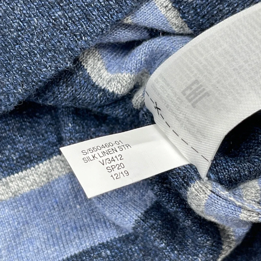 Banana Republic Sweater Mens L Blue Silk Linen Striped Crewneck Preppy Coastal